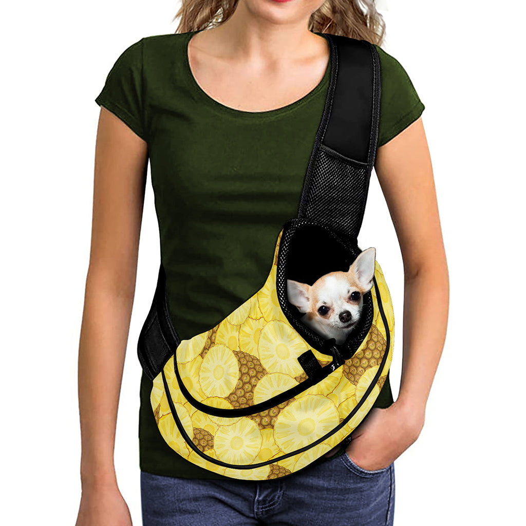 Pineapple Slices Pattern Print Pet Sling Carrier