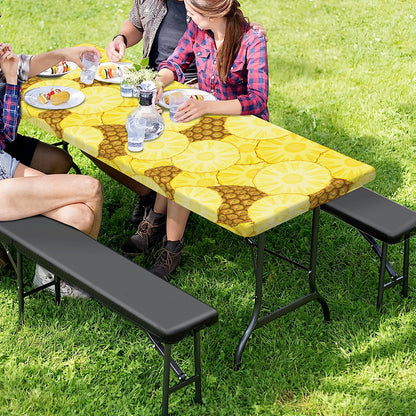 Pineapple Slices Pattern Print Picnic Table Cover