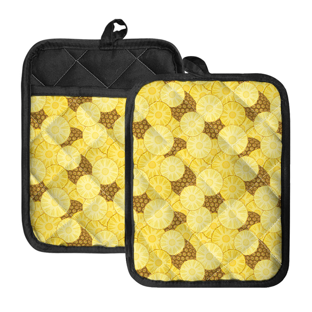 Pineapple Slices Pattern Print Pot Holders With Pocket