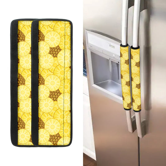 Pineapple Slices Pattern Print Refrigerator Handle Covers