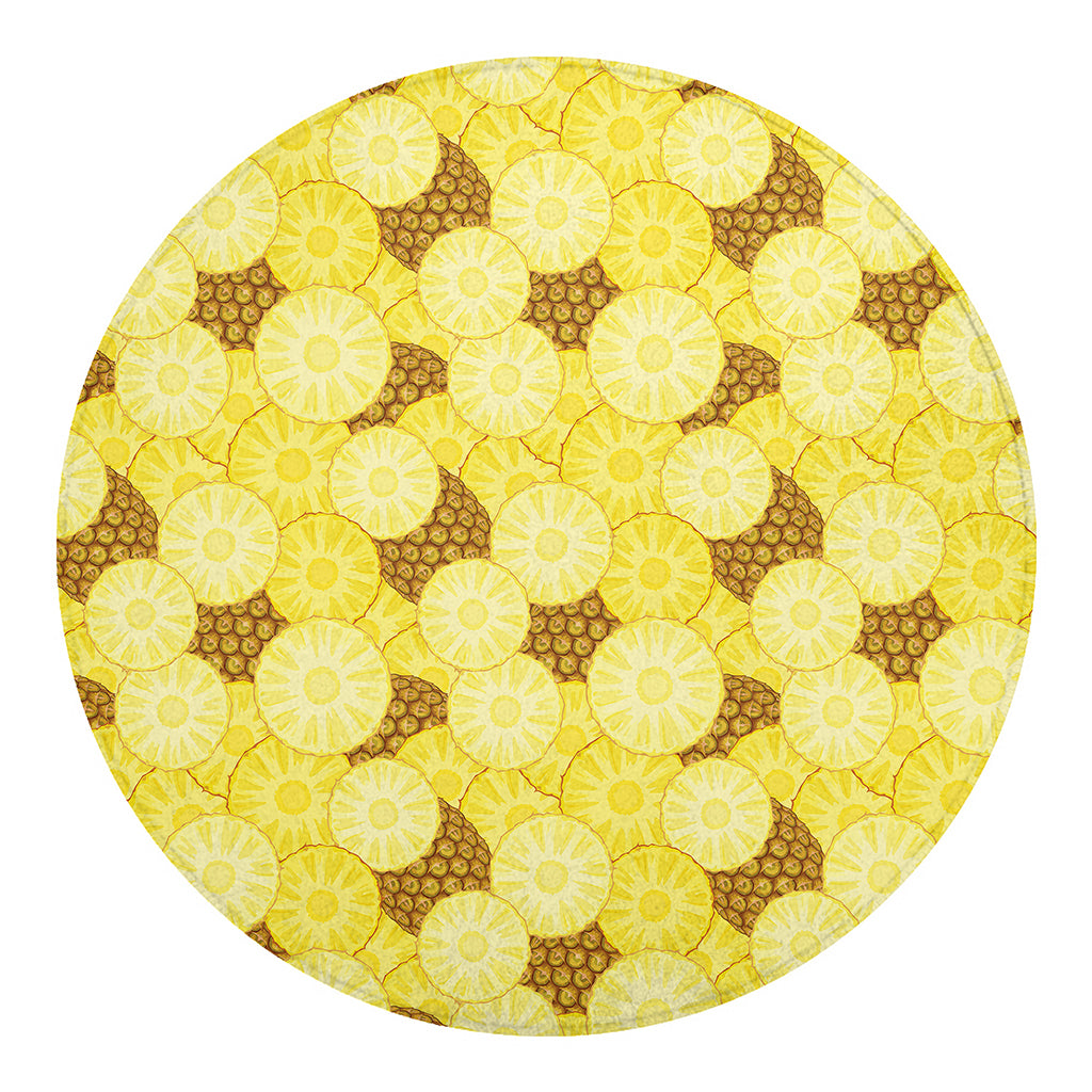 Pineapple Slices Pattern Print Round Blanket