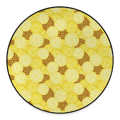 Pineapple Slices Pattern Print Round Floor Mat