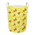 Pineapple Slices Pattern Print Round Laundry Basket