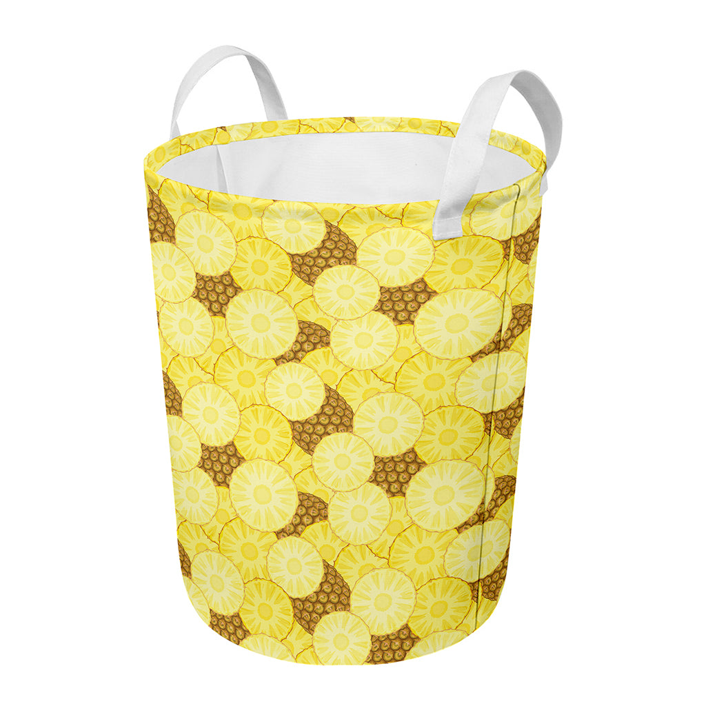 Pineapple Slices Pattern Print Round Laundry Basket