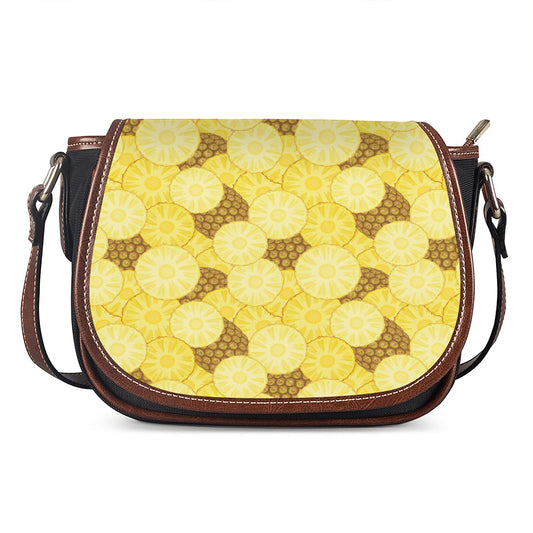 Pineapple Slices Pattern Print Saddle Bag