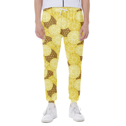 Pineapple Slices Pattern Print Scuba Joggers