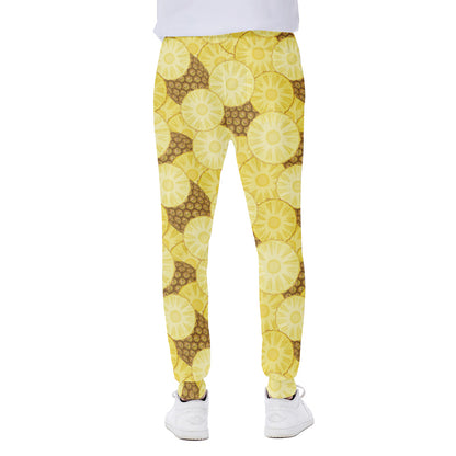 Pineapple Slices Pattern Print Scuba Joggers