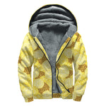 Pineapple Slices Pattern Print Sherpa Lined Zip Up Hoodie
