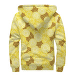 Pineapple Slices Pattern Print Sherpa Lined Zip Up Hoodie