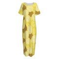 Pineapple Slices Pattern Print Short Sleeve Long Nightdress