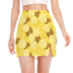 Pineapple Slices Pattern Print Side Slit Mini Skirt