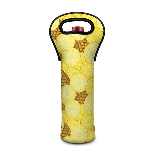Pineapple Slices Pattern Print Single Neoprene Wine Tote
