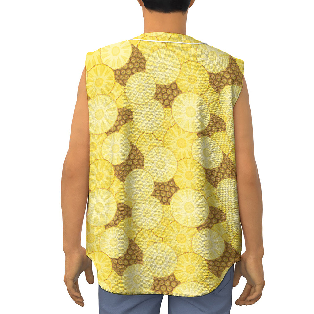 Pineapple Slices Pattern Print Sleeveless Baseball Jersey