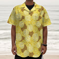 Pineapple Slices Pattern Print Textured Short Sleeve Shirt