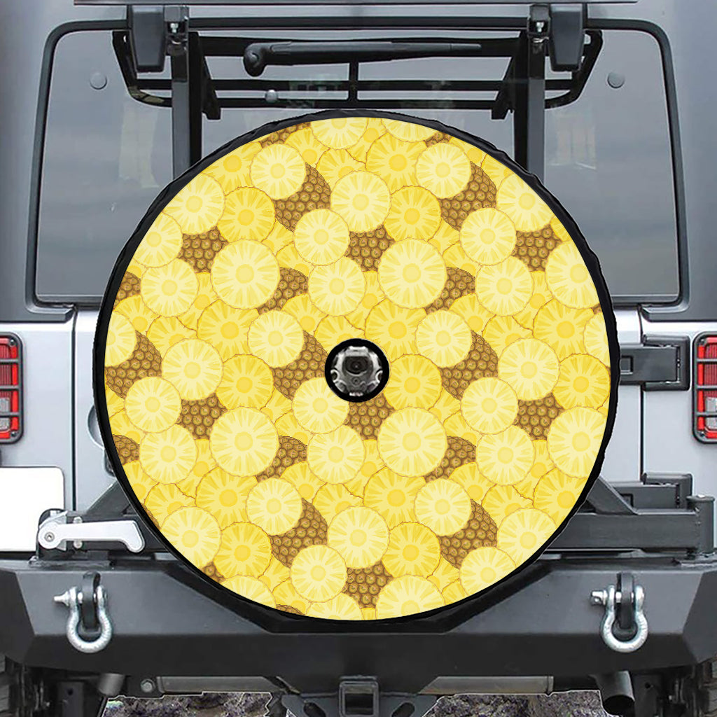 Pineapple Slices Pattern Print Tire Cover With Camera Hole