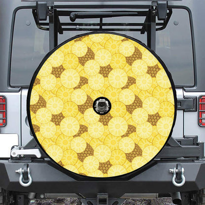 Pineapple Slices Pattern Print Tire Cover With Camera Hole