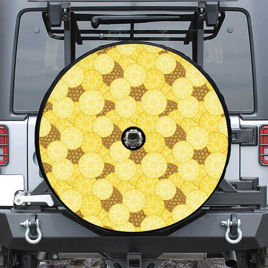 Pineapple Slices Pattern Print Tire Cover With Camera Hole
