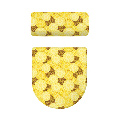 Pineapple Slices Pattern Print Toilet Lid And Tank Cover Set