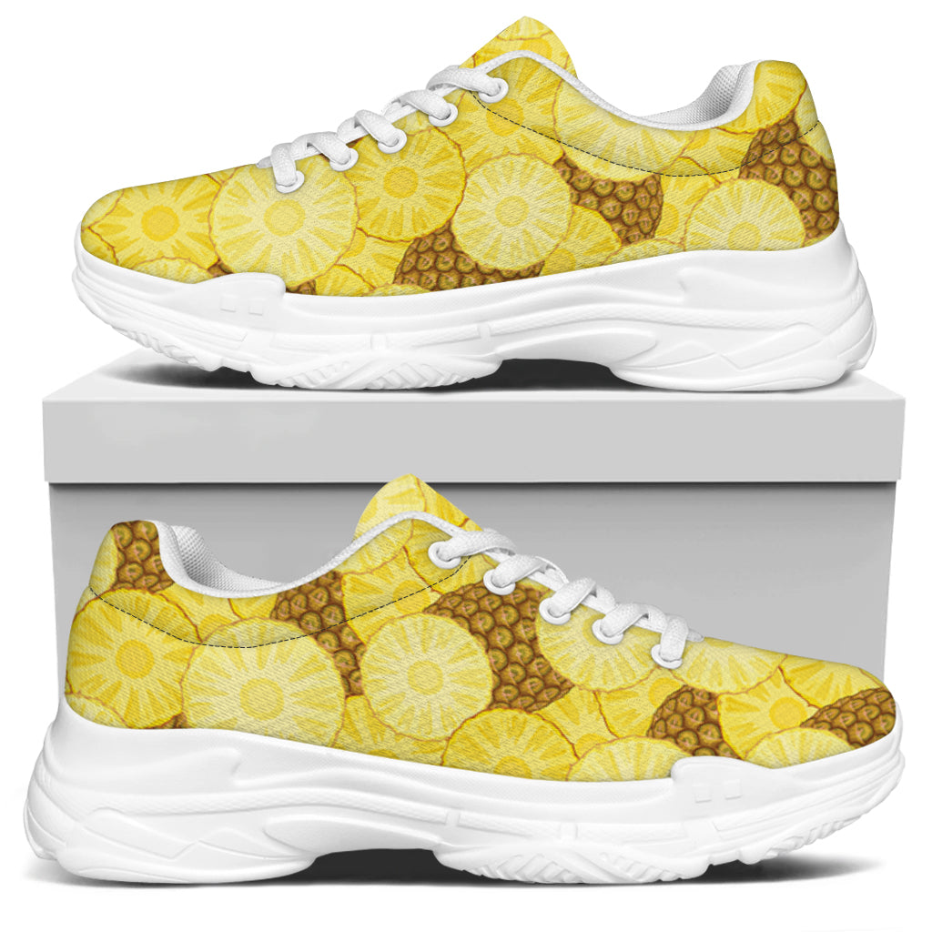 Pineapple Slices Pattern Print White Chunky Shoes
