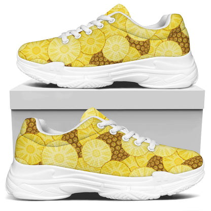 Pineapple Slices Pattern Print White Chunky Shoes