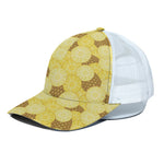 Pineapple Slices Pattern Print White Mesh Trucker Cap