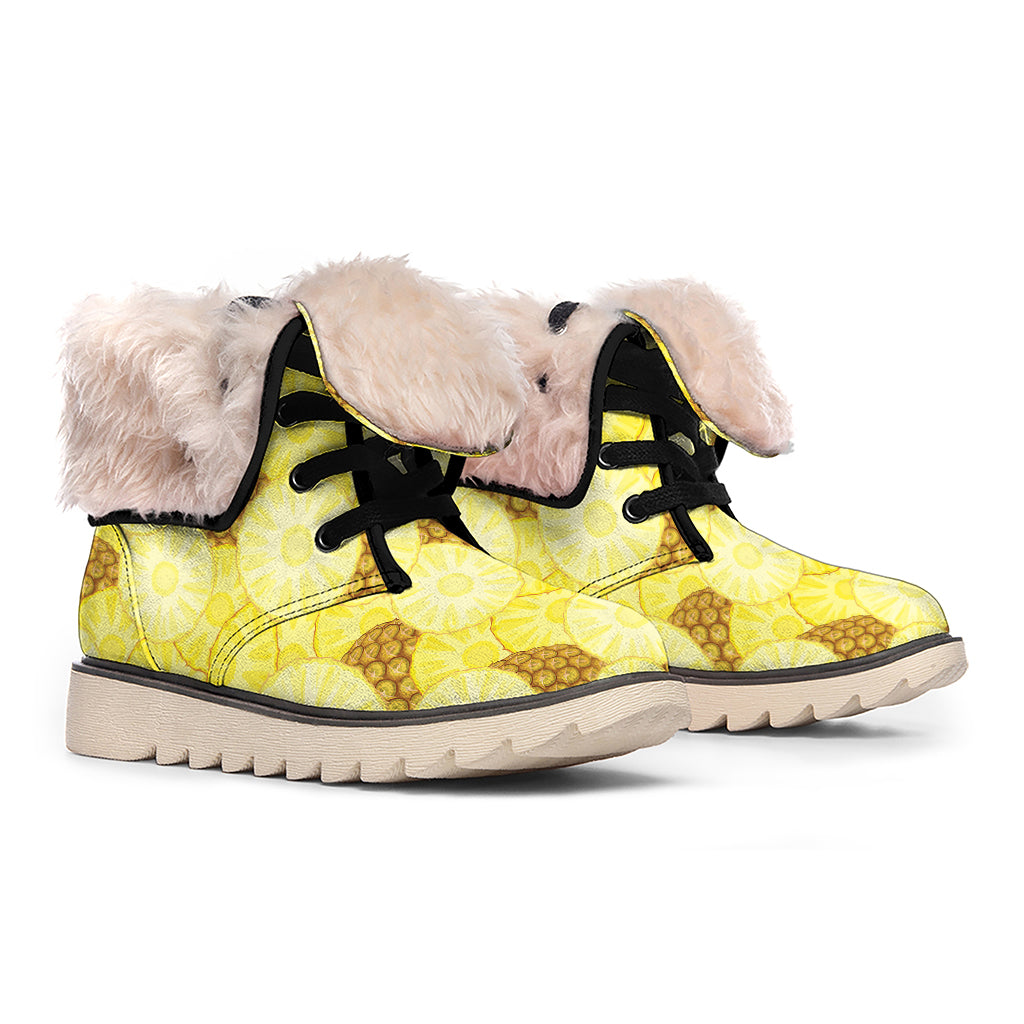 Pineapple Slices Pattern Print Winter Boots