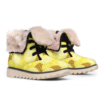 Pineapple Slices Pattern Print Winter Boots