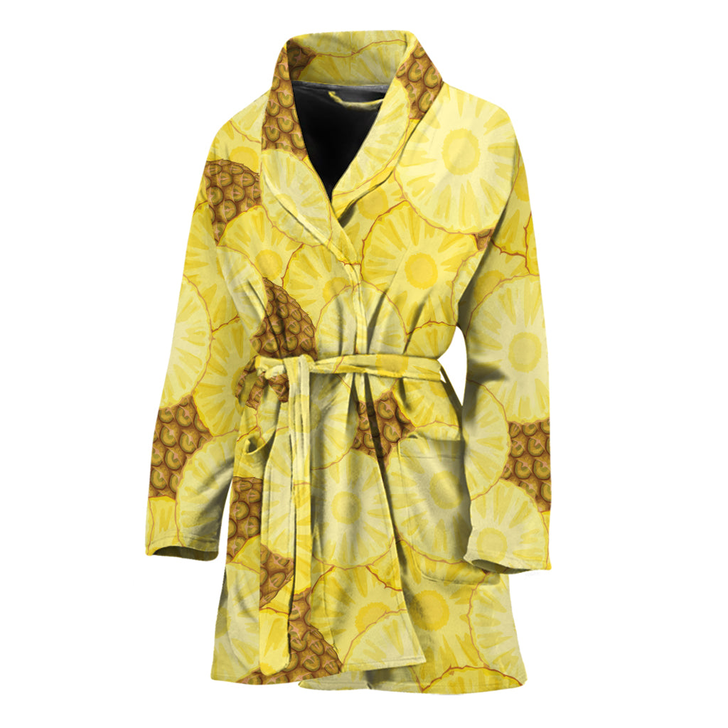 Pineapple Slices Pattern Print Women's Bathrobe