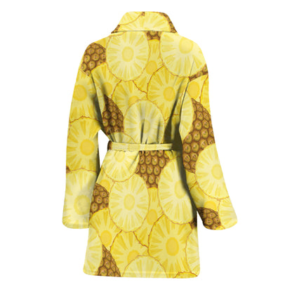 Pineapple Slices Pattern Print Women's Bathrobe