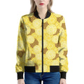 Pineapple Slices Pattern Print Women's Bomber Jacket