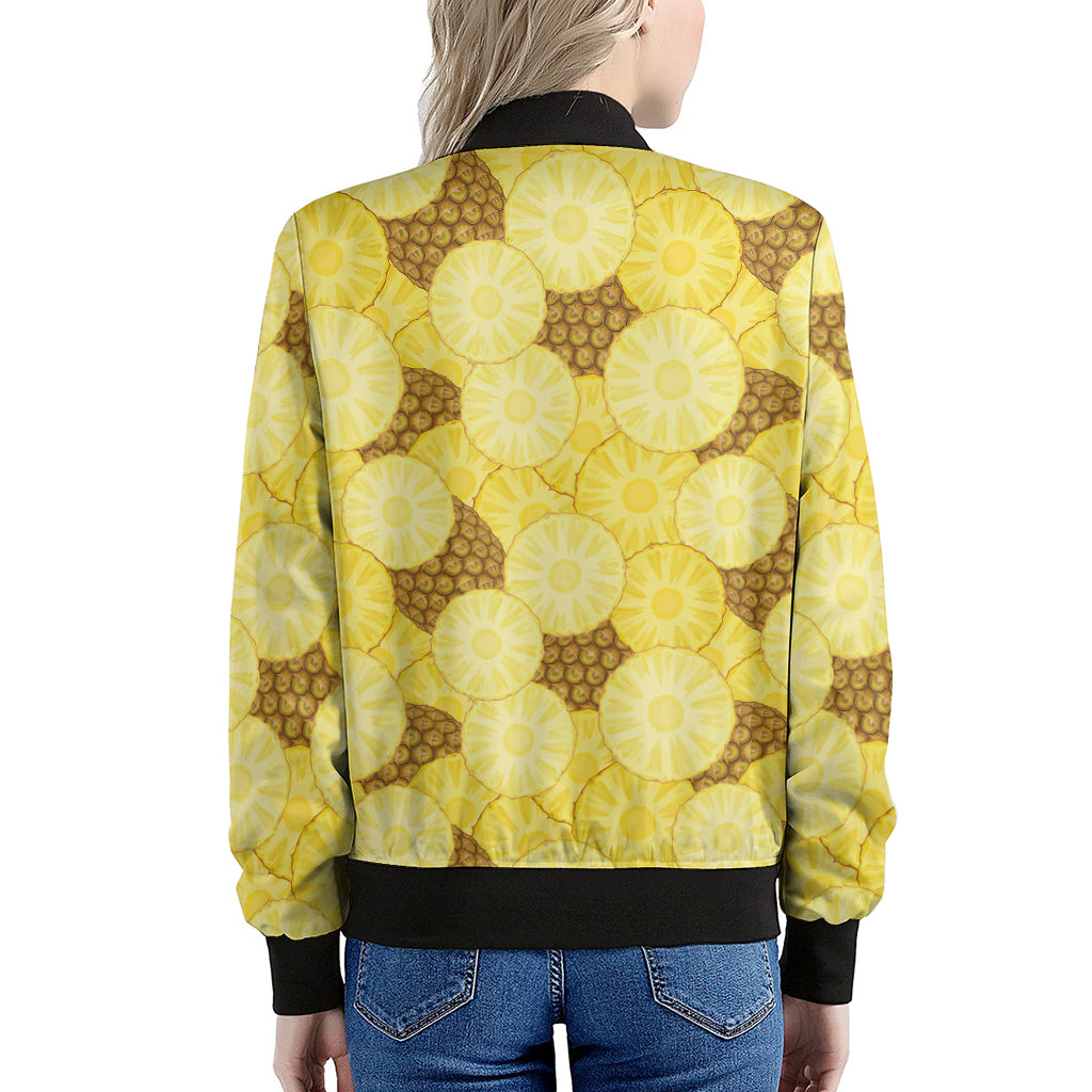 Pineapple Slices Pattern Print Women's Bomber Jacket