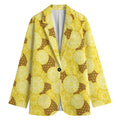 Pineapple Slices Pattern Print Women's Cotton Blazer