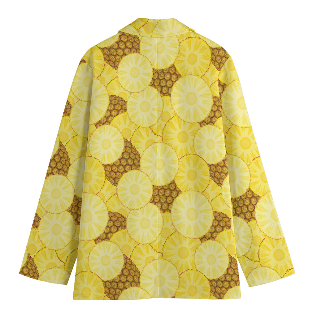 Pineapple Slices Pattern Print Women's Cotton Blazer