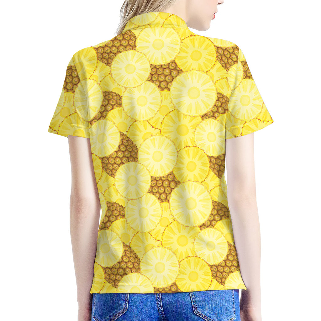 Pineapple Slices Pattern Print Women's Polo Shirt