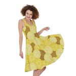 Pineapple Slices Pattern Print Women's Sleeveless Dress