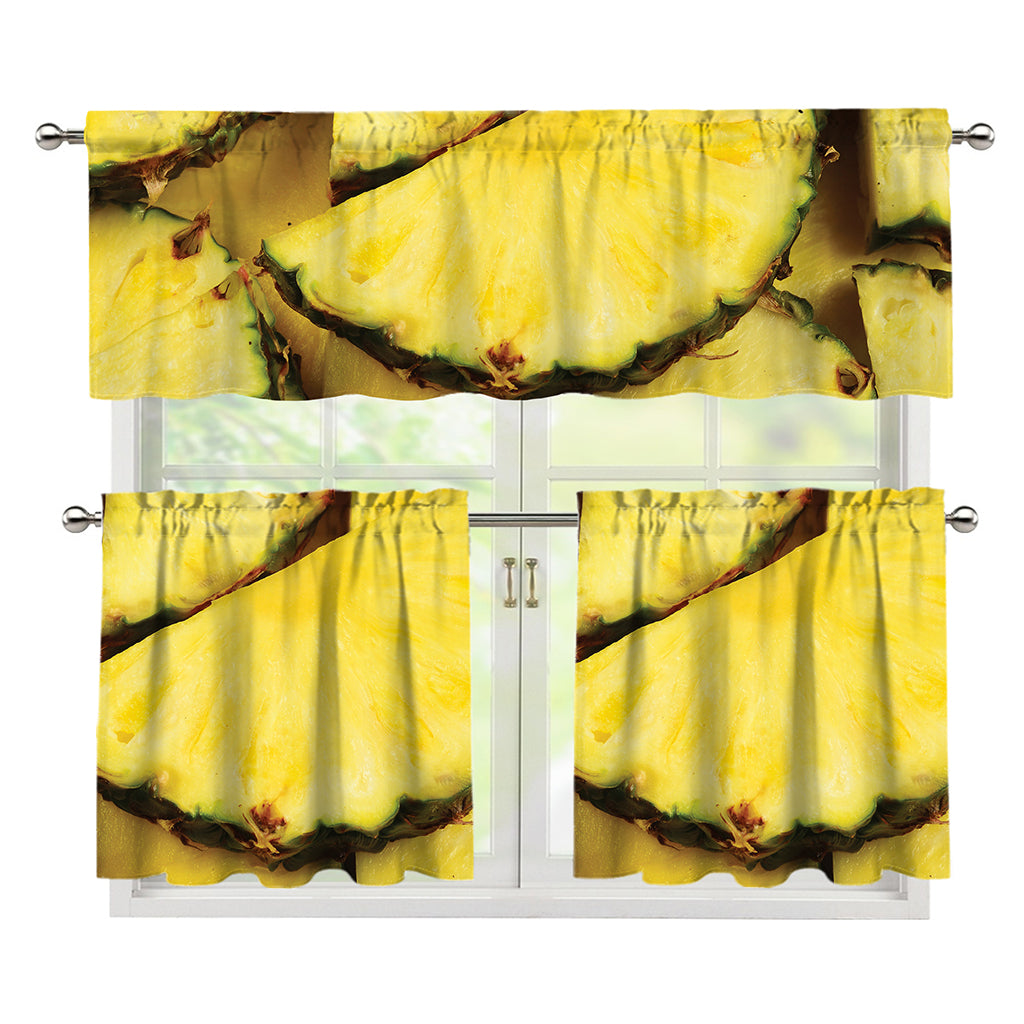 Pineapple Slices Print 3 Piece Kitchen Curtains