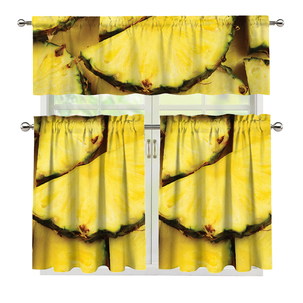 Pineapple Slices Print 3 Piece Kitchen Curtains