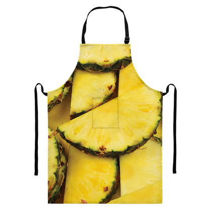 Pineapple Slices Print Bib Apron With Pocket