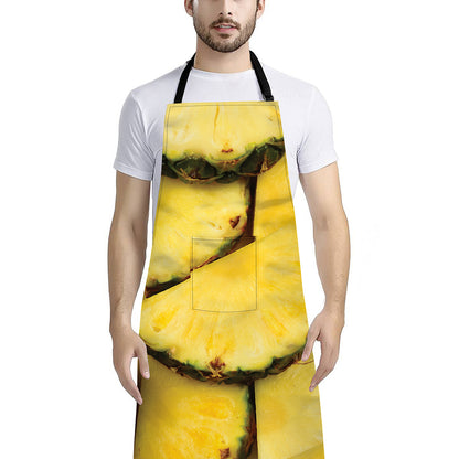 Pineapple Slices Print Bib Apron With Pocket