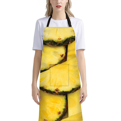 Pineapple Slices Print Bib Apron With Pocket