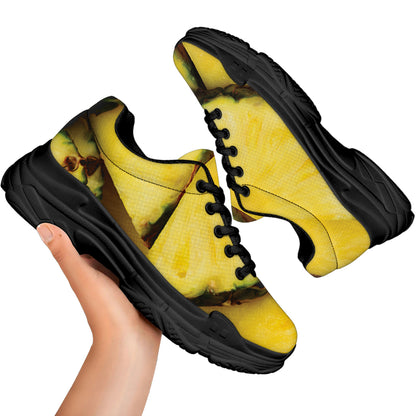 Pineapple Slices Print Black Chunky Shoes