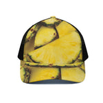 Pineapple Slices Print Black Mesh Trucker Cap