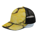 Pineapple Slices Print Black Mesh Trucker Cap