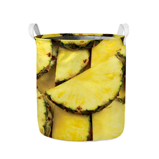 Pineapple Slices Print Collapsible Laundry Basket