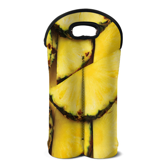 Pineapple Slices Print Double Neoprene Wine Tote