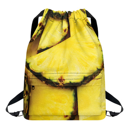 Pineapple Slices Print Drawstring Backpack