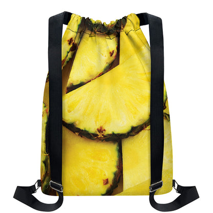 Pineapple Slices Print Drawstring Backpack