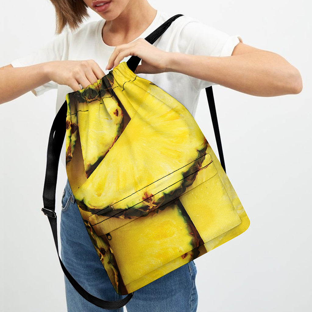 Pineapple Slices Print Drawstring Backpack