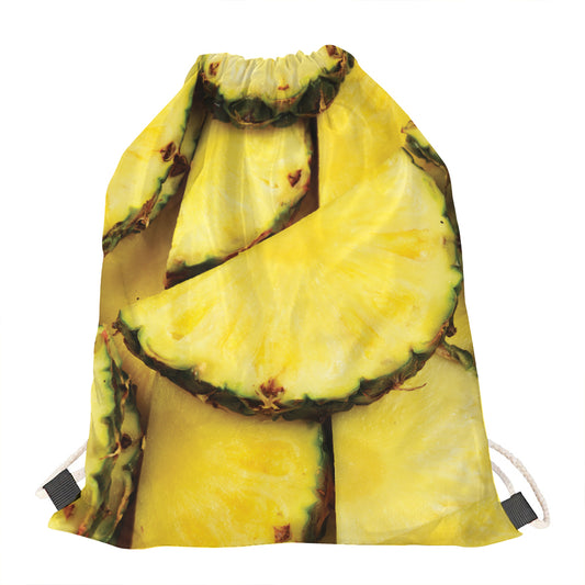 Pineapple Slices Print Drawstring Bag
