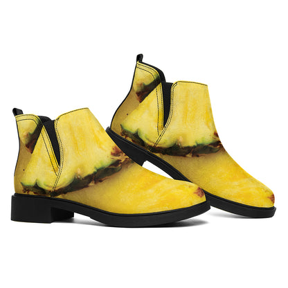 Pineapple Slices Print Flat Ankle Boots